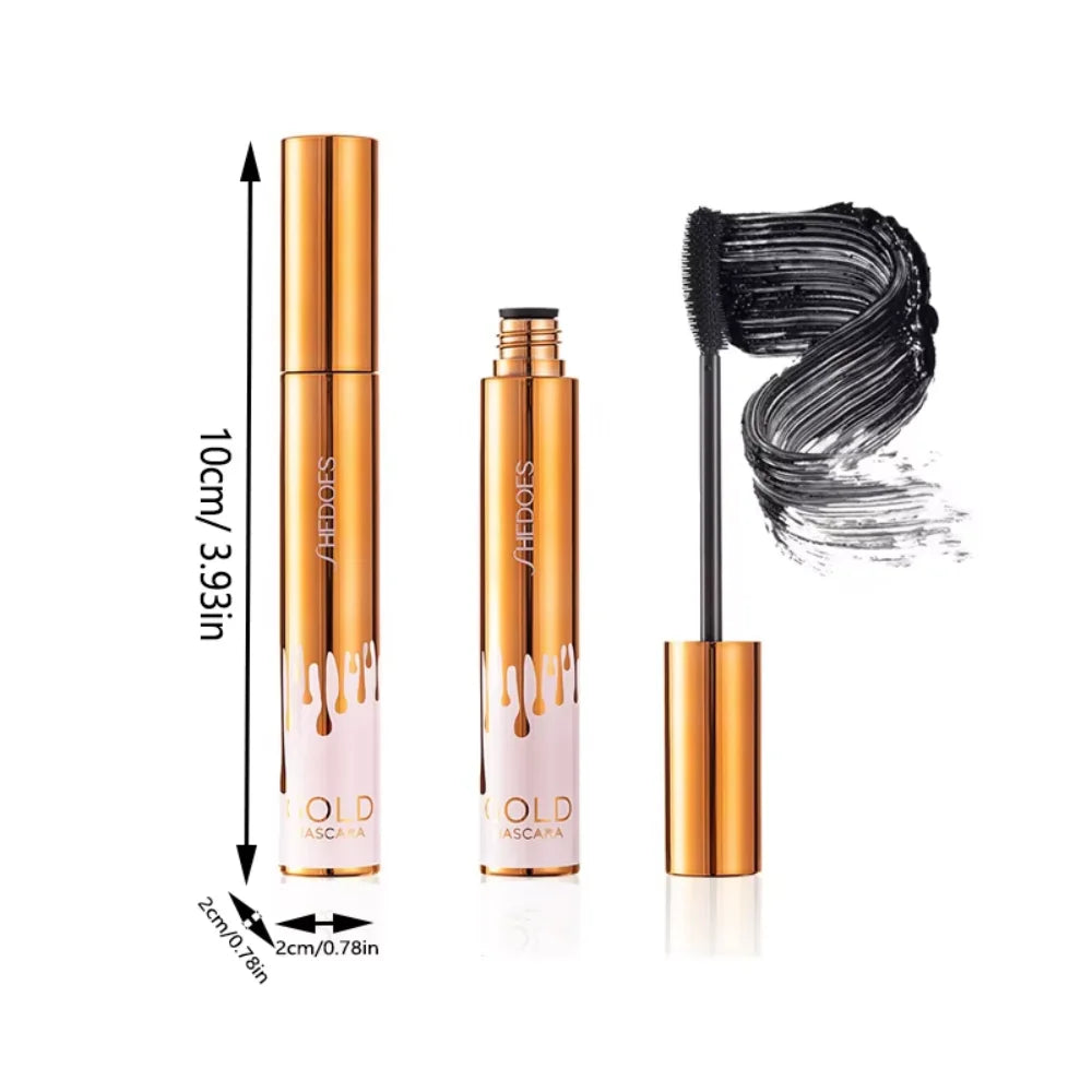 Mascara épais et recourbant noir et or waterproof anti-bavure longue tenue brosse fine