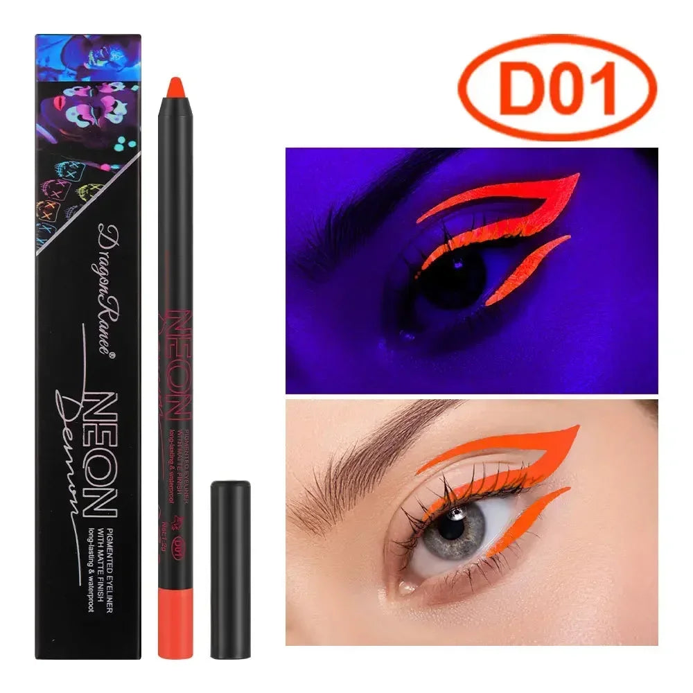 Crayon Gel Eyeliner Étanche – 12 pcs, Couleurs Mattes et UV Lumineuses, Set de Crayons Yeux, Outil de Maquillage