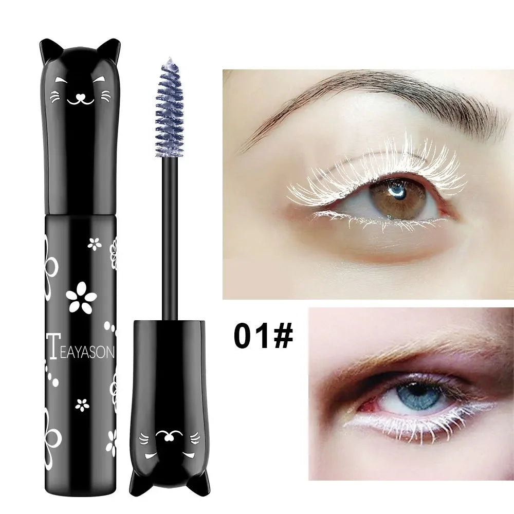 Mascara multicolore waterproof séchage rapide cils recourbés extensions bleu, rose, violet, noir, blanc maquillage