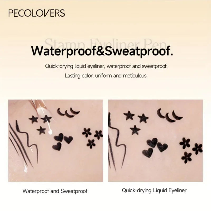 Eyeliner double embout 1 pc – motifs étoile, cœur, lune, waterproof, séchage rapide, adapté aux débutants et professionnels