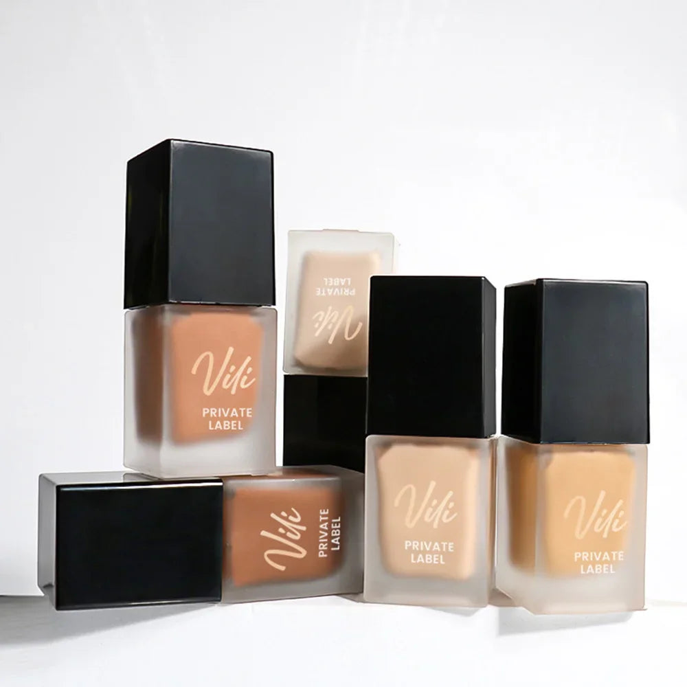 Fond de Teint Liquide Private Label 15 ml – Longue Tenue, Correcteur Léger, Convient Peaux Sèches, Mixtes et Grasses, Maquillage Naturel