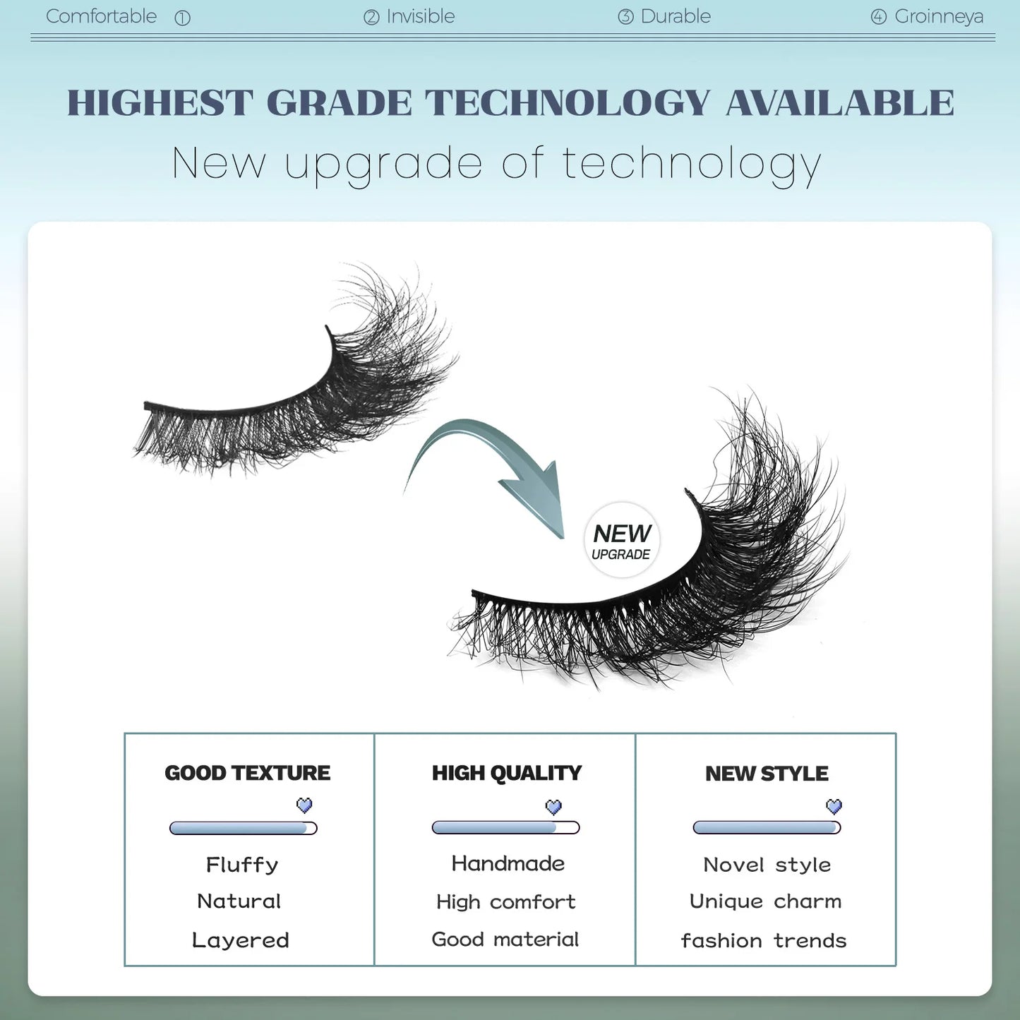 Faux cils – Cils Cat Eye 8D volumineux et doux, courbure D, effet dramatique, bande complète – Faux cils en vison épais