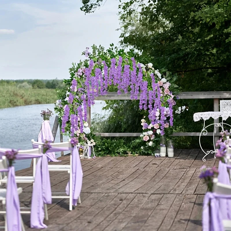 12PCS Artificial Wisteria Vine Flowers – Hanging Silk Floral Garland Set