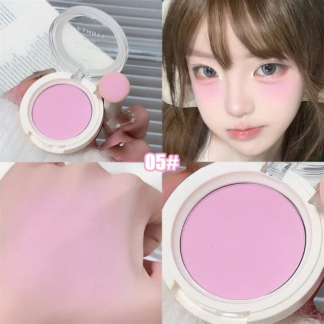 Palette de blush monochrome lait-pêche – Pigments minéraux pour le visage, poudre blush pour joues – Maquillage professionnel, contouring et blush rose