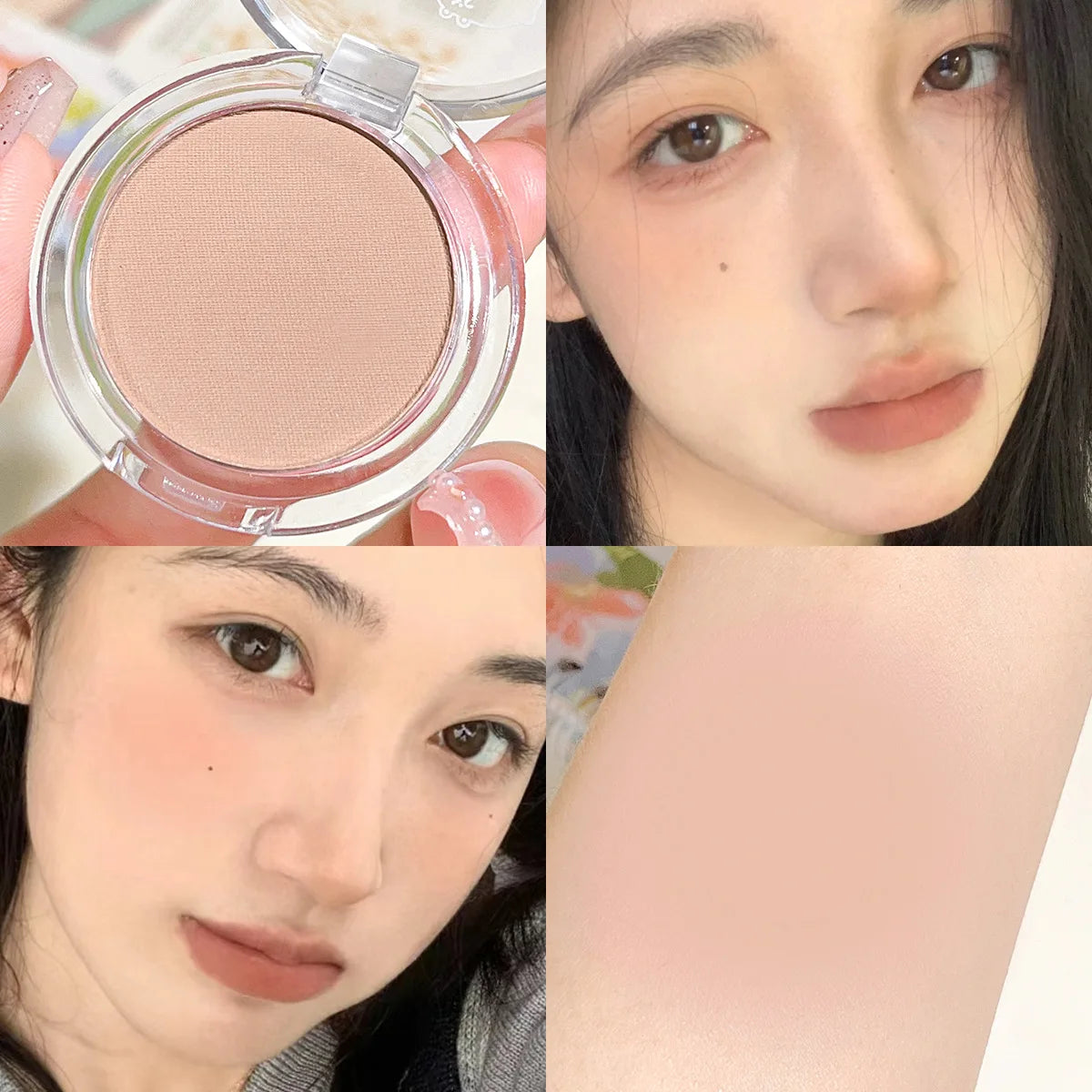Blush mono couleur mat – Teinte naturelle pour les joues, illumine le visage, waterproof – Contouring, poudre blush, maquillage féminin