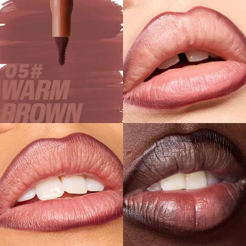 Crayon à Lèvres Velours Marron – Mat, Waterproof, Anti-Transfert, Teintes Nude et Rouge Cerise, Contour des Lèvres, Maquillage pour Femmes