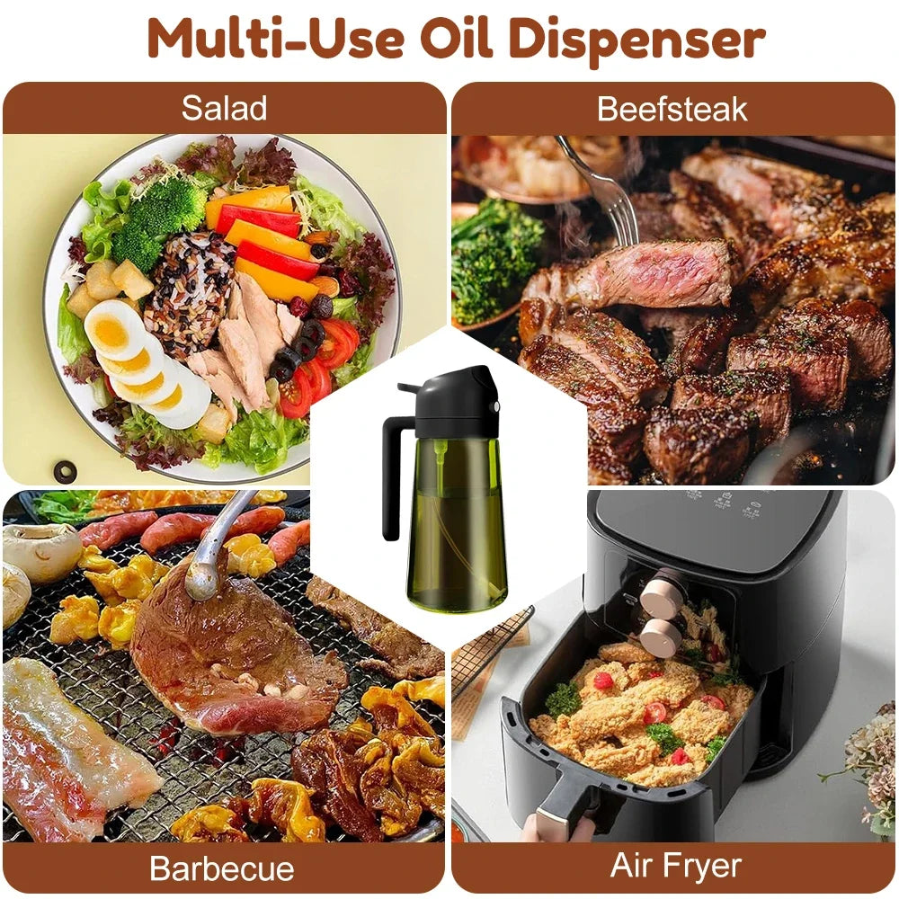 470ml Dark Green Glass Olive Oil Sprayer – 2-in-1 Oil Dispenser & Mister Bottle with Light-Blocking Design