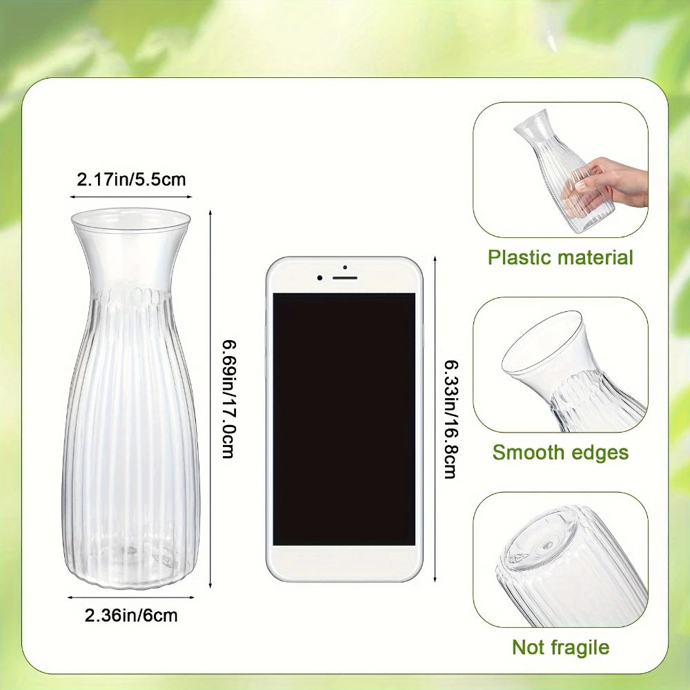 Clear Striped Decorative Vase – Modern Flower Vase for DIY Arrangements & Table Decor