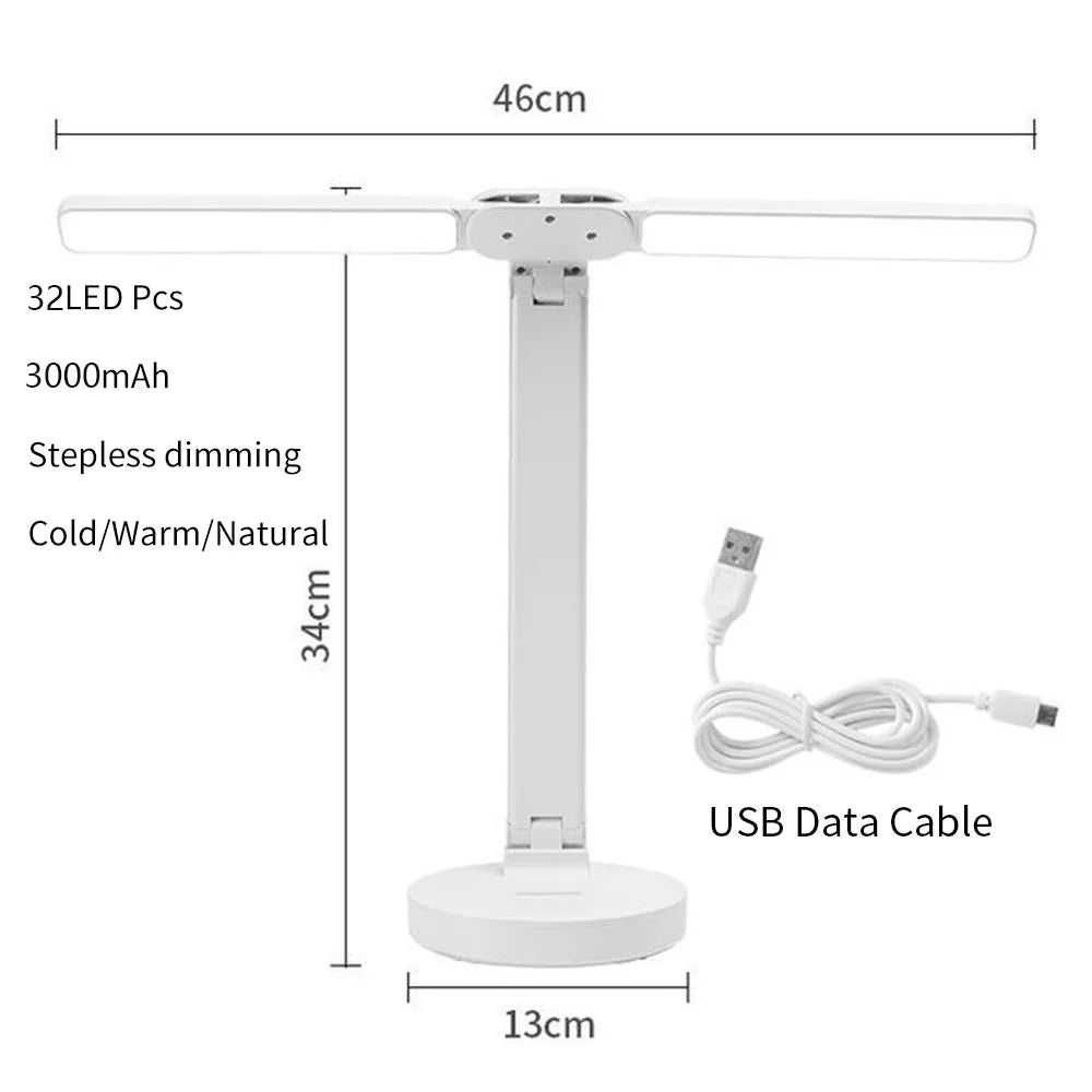 LED Desk Lamp with Clock & Temperature Display – USB Rechargeable Touch Control Reading Light