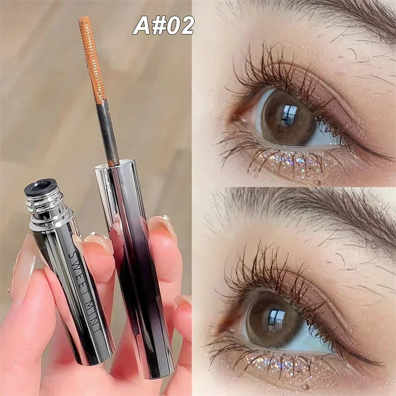 Mascara fibres de soie brosse ultra-fine allongeant et recourbant cils brun et noir waterproof longue tenue séchage rapide