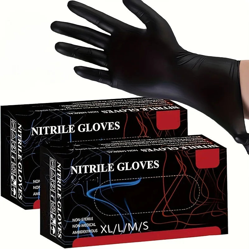 Disposable Black Nitrile Gloves – Latex-Free Powder-Free Cleaning Gloves