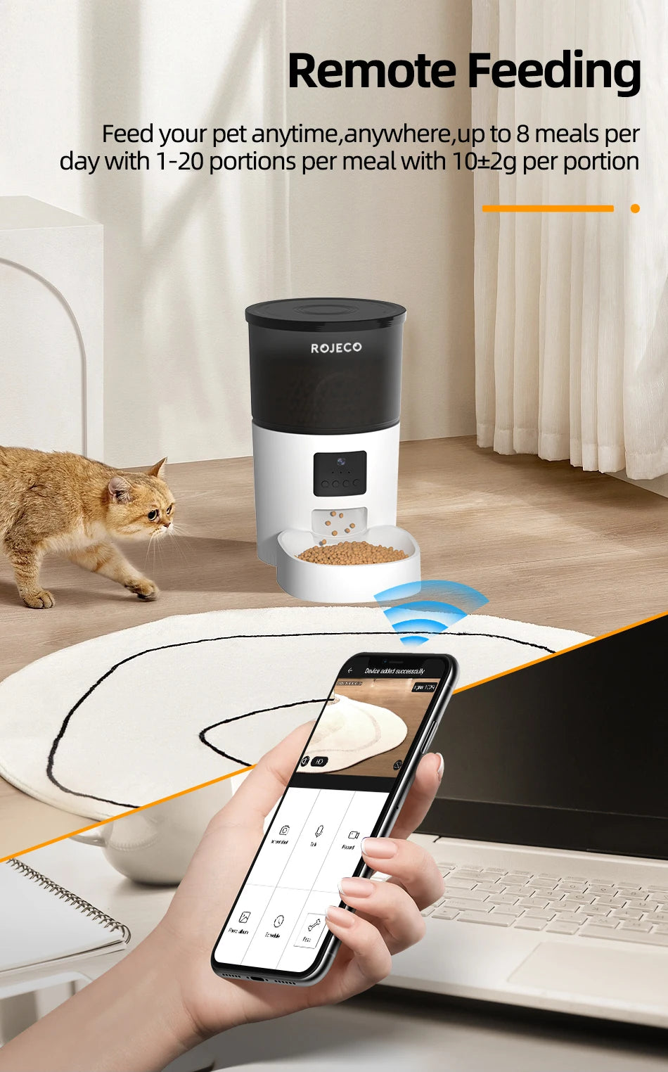 Smart Automatic Pet Feeder with Camera – Wi-Fi Food Dispenser for Cats & Dogs
