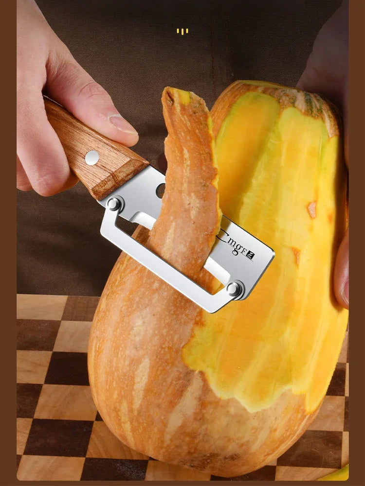 Stainless Steel Peeler with Wooden Handle – Durable Fruit & Vegetable Peeling and Slicing Kitchen Tool