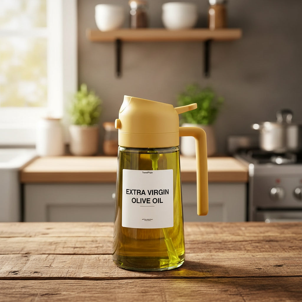 470ml Dark Green Glass Olive Oil Sprayer – 2-in-1 Oil Dispenser & Mister Bottle with Light-Blocking Design