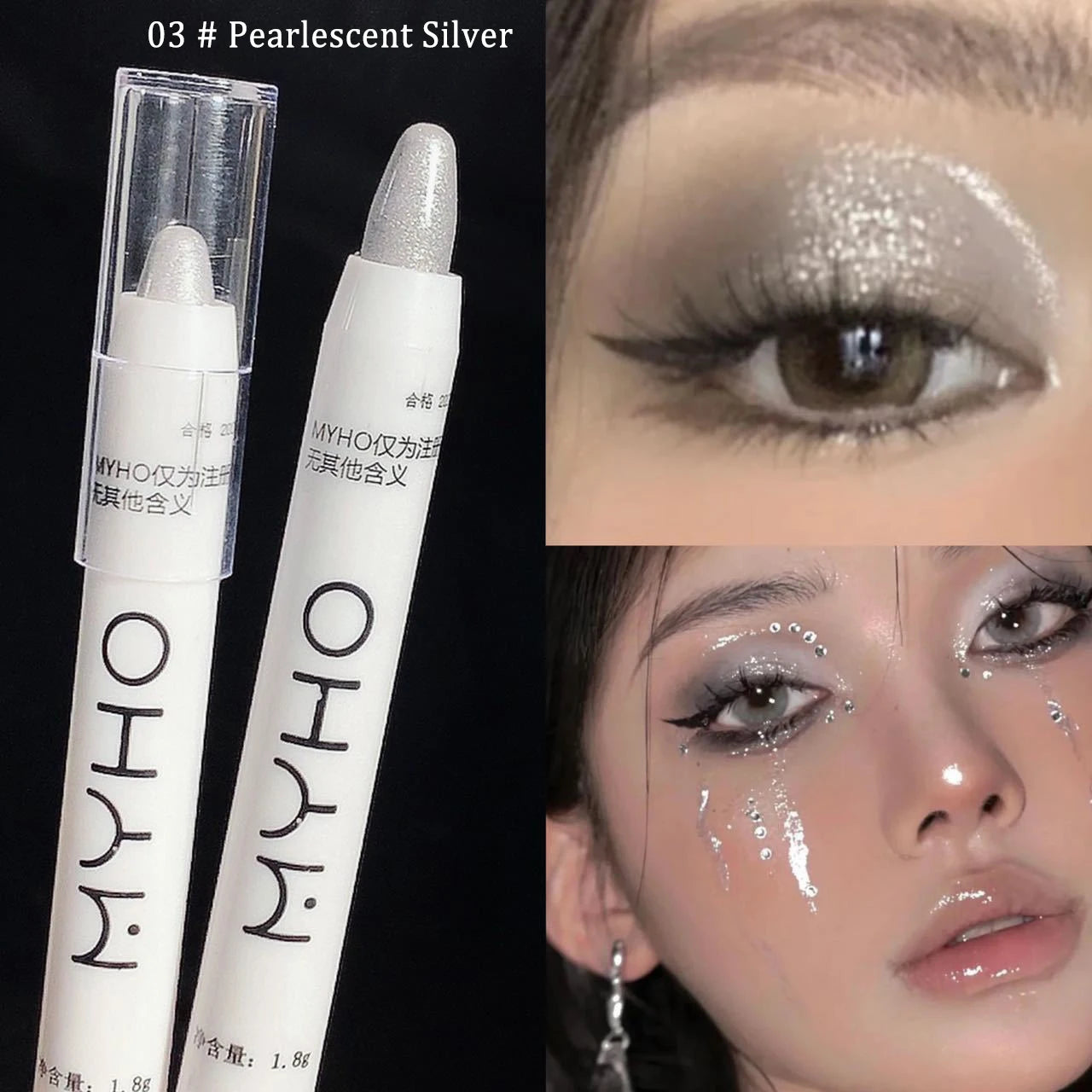 Crayon Eyeliner Blanc Pailleté – 15 Couleurs, Mat Marron, Rose, Effet Perlé, Maquillage des Yeux, Stylo Silkworm, Illumine le Regard