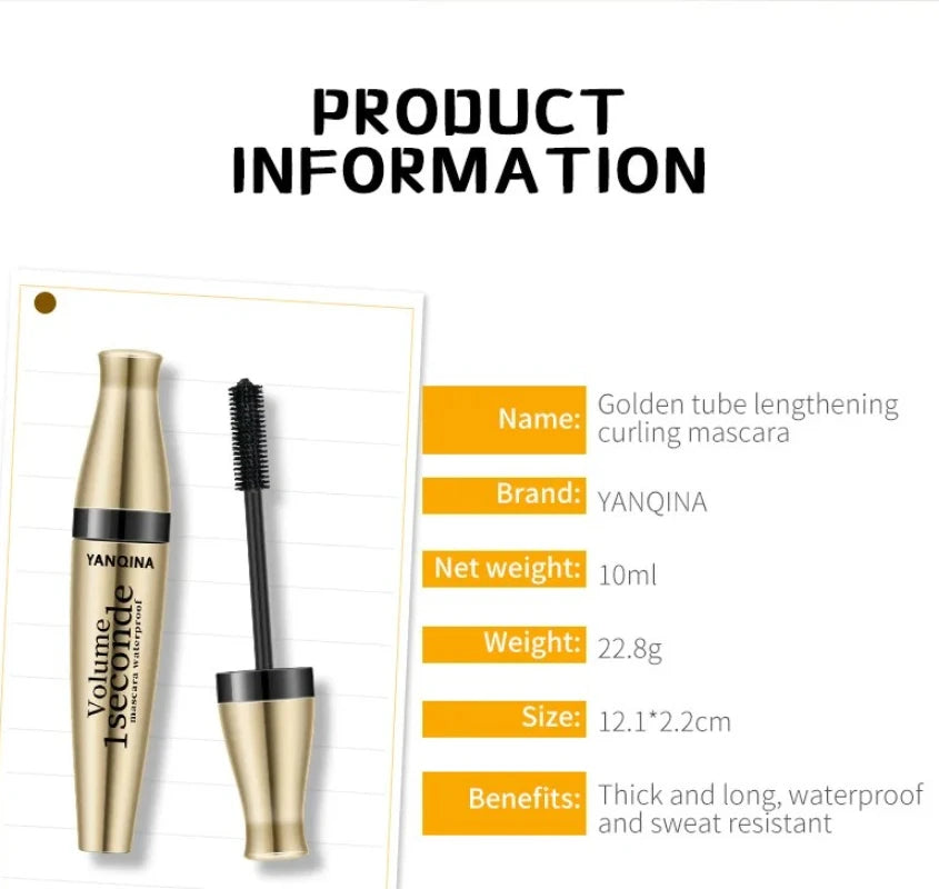 Mascara 3D fibres noir longue tenue waterproof volume et recourbant extensions cils liquide maquillage yeux