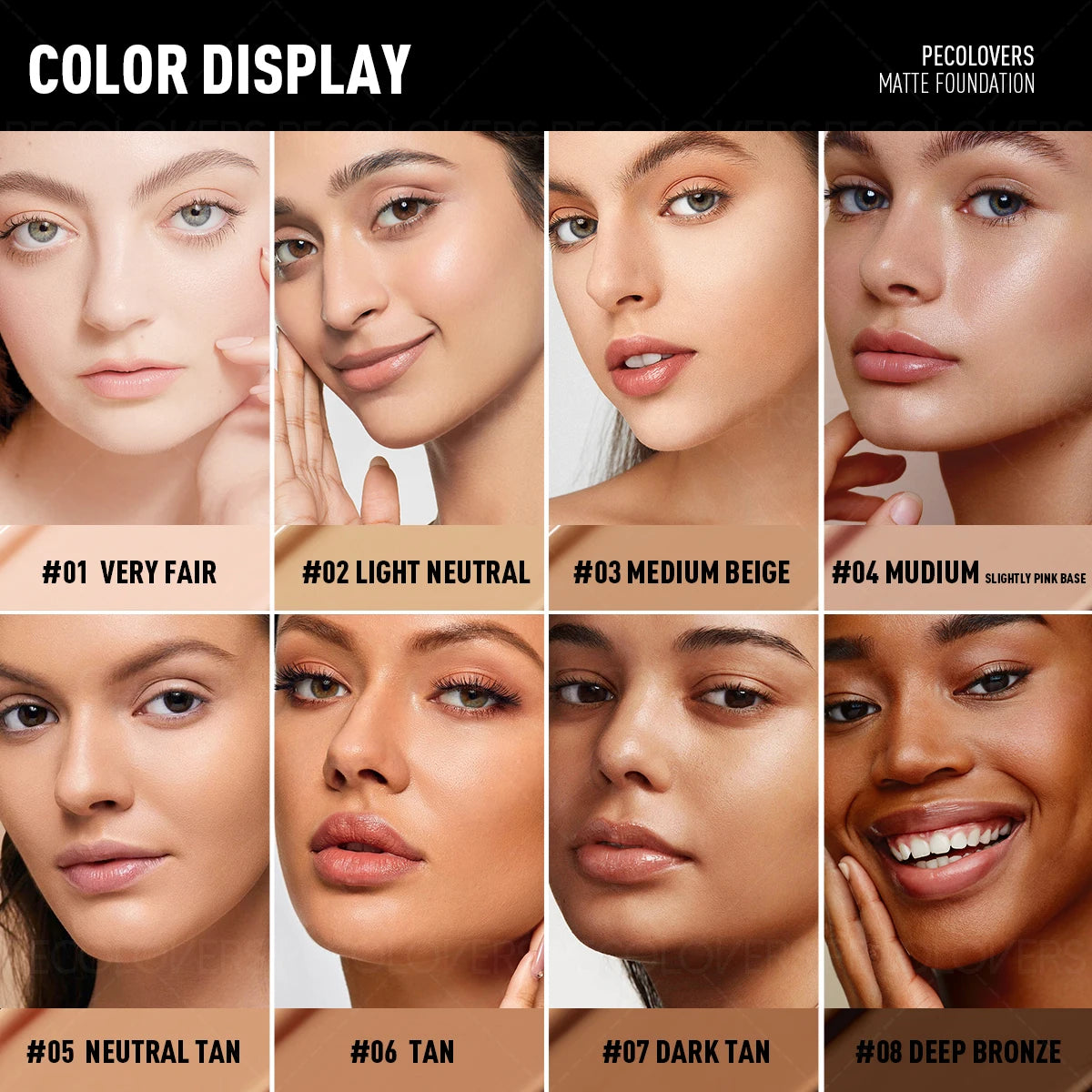 1 Pièce Fond de Teint Visage – Couvrance Totale, Contrôle du Sébum, Waterproof, Longue Tenue, Convient à Tous Types de Peau