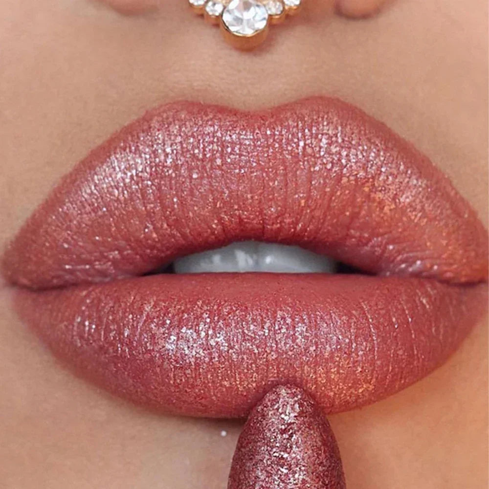 Rouge à lèvres métallique à paillettes, imperméable, longue durée, diamant, nacré, brillant à lèvres sexy, hydratant, maquillage pour les lèvres, 6 couleurs