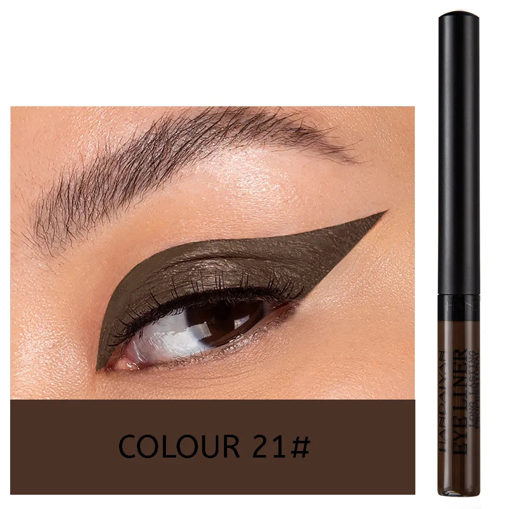 Eyeliner Néon UV — stylo liquide waterproof, fini mat, couleurs vives jaune, rouge et violet, maquillage yeux