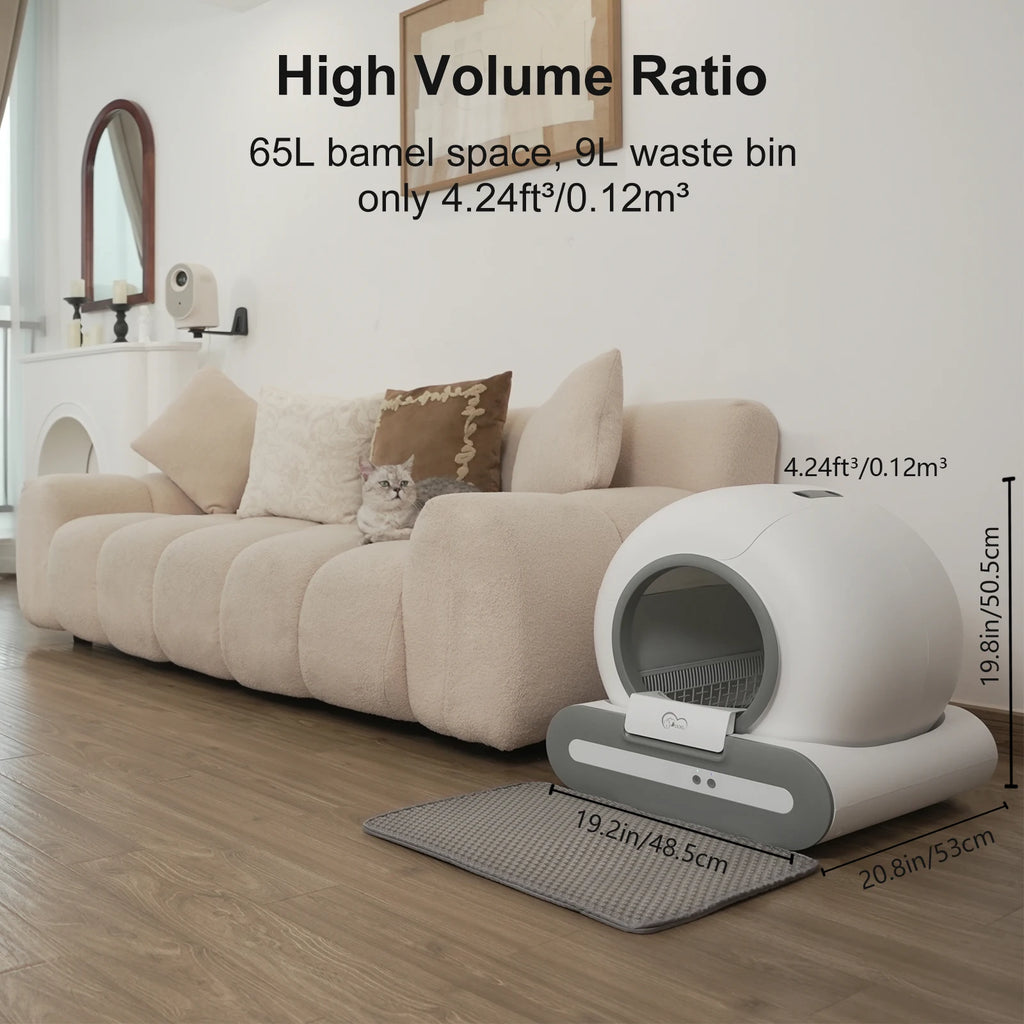 65L Self-Cleaning Cat Litter Box – Smart App-Controlled Automatic Litter Box