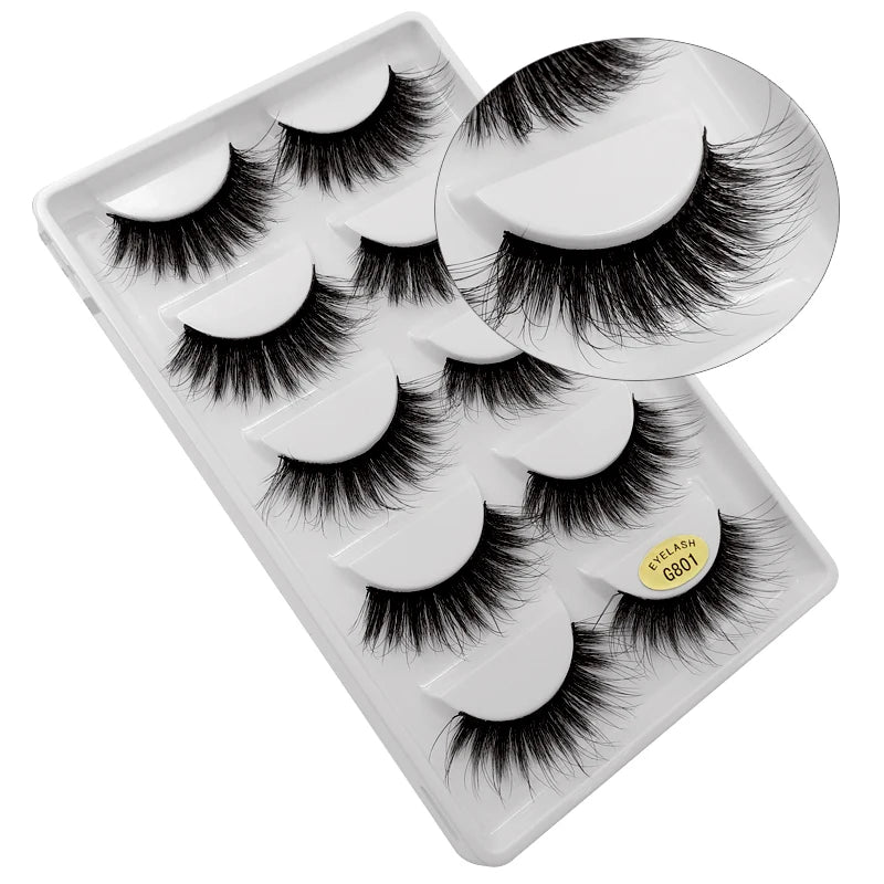 Lot de 10/8/5/3 Paires de Faux Cils 3D en Vison