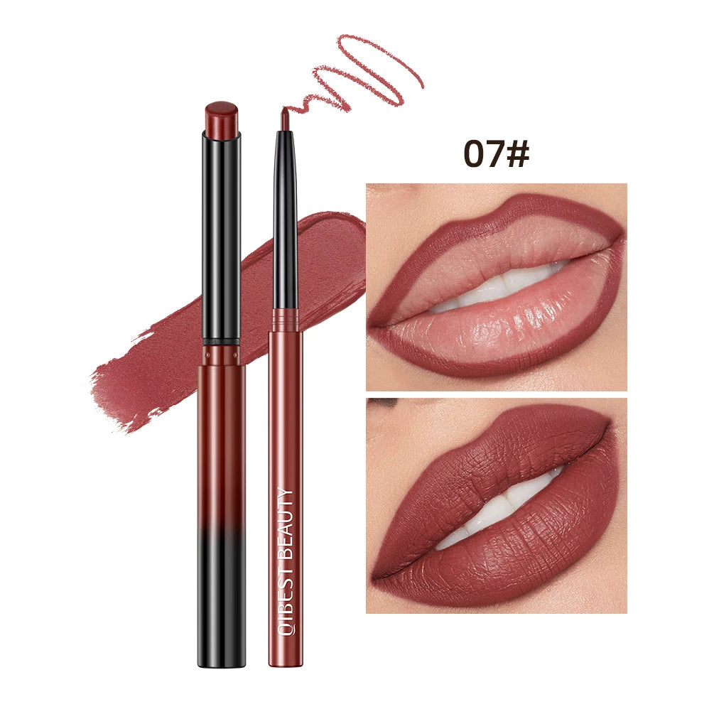 Set  2 pièces crayon rouge à lèvres et contour mat nude waterproof longue tenue maquillage lèvres femme