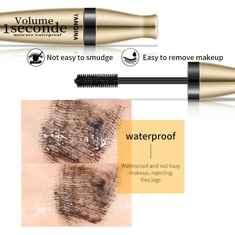 Mascara 3D fibres noir longue tenue waterproof volume et recourbant extensions cils liquide maquillage yeux