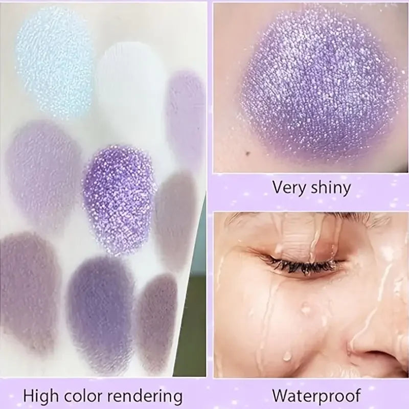 Palette fards à paupières violet et rose – 9 à 18 couleurs, waterproof, mat et scintillant, smoky pour festival