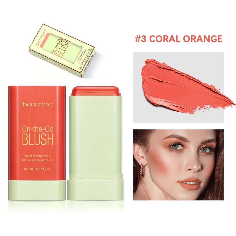 Blush stick fonctionnel – Crème blush facile à appliquer, waterproof, haute intensité de couleur – Illumine le teint, maquillage tendance