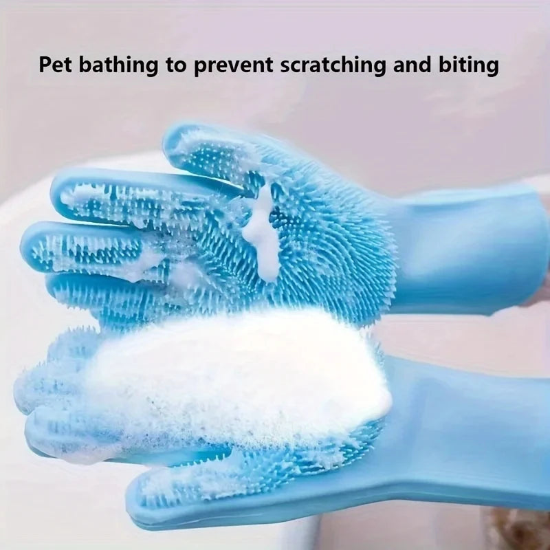 Silicone Pet Grooming Glove – Bathing, Deshedding & Massage Brush for Dogs & Cats