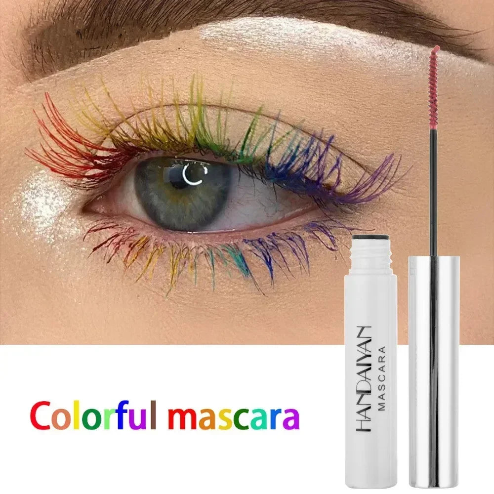 Mascara 12 couleurs waterproof séchage rapide cils recourbés et allongés bleu, rouge, violet, noir, blanc, doré