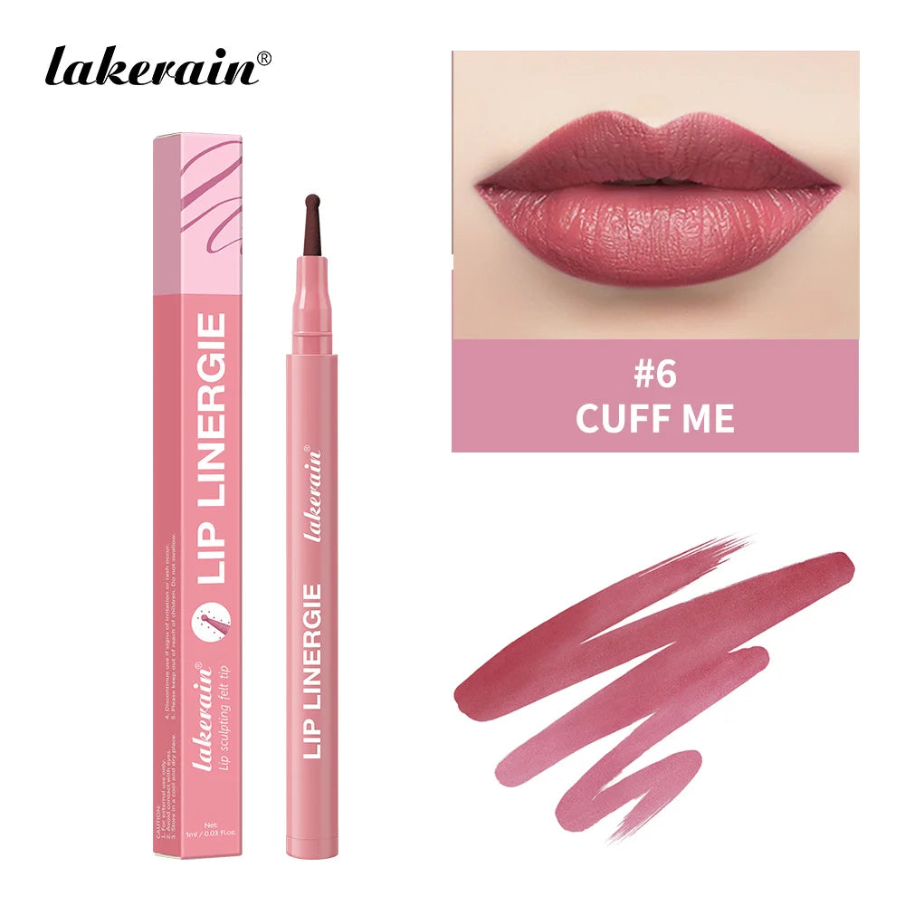 Crayon à Lèvres – Pointe Bille Flexible, Longue Tenue, Waterproof, Anti-Transfert et Anti-Bavure, 8 Couleurs, Maquillage des Lèvres