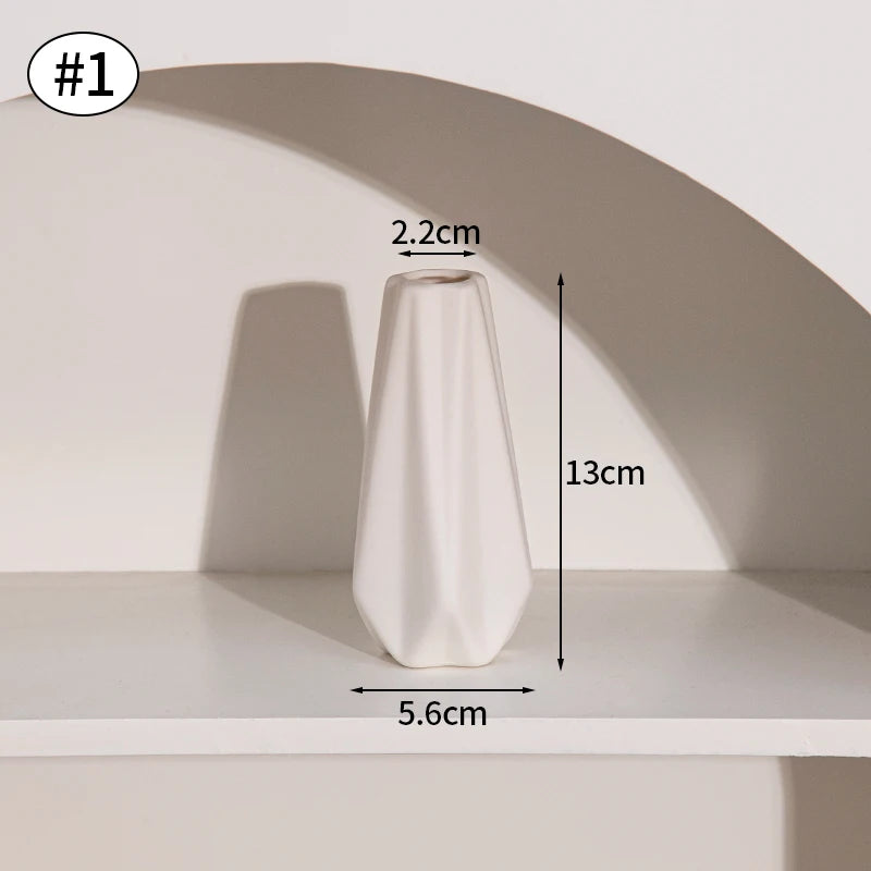 Modern Nordic Ceramic Vase – Minimalist White Flower Vase for Home & Office Decor