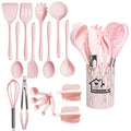 18-Piece Pink Silicone Kitchen Utensil Set – Food-Grade Cooking Tools with Spatulas, Turners & Measuring Spoons