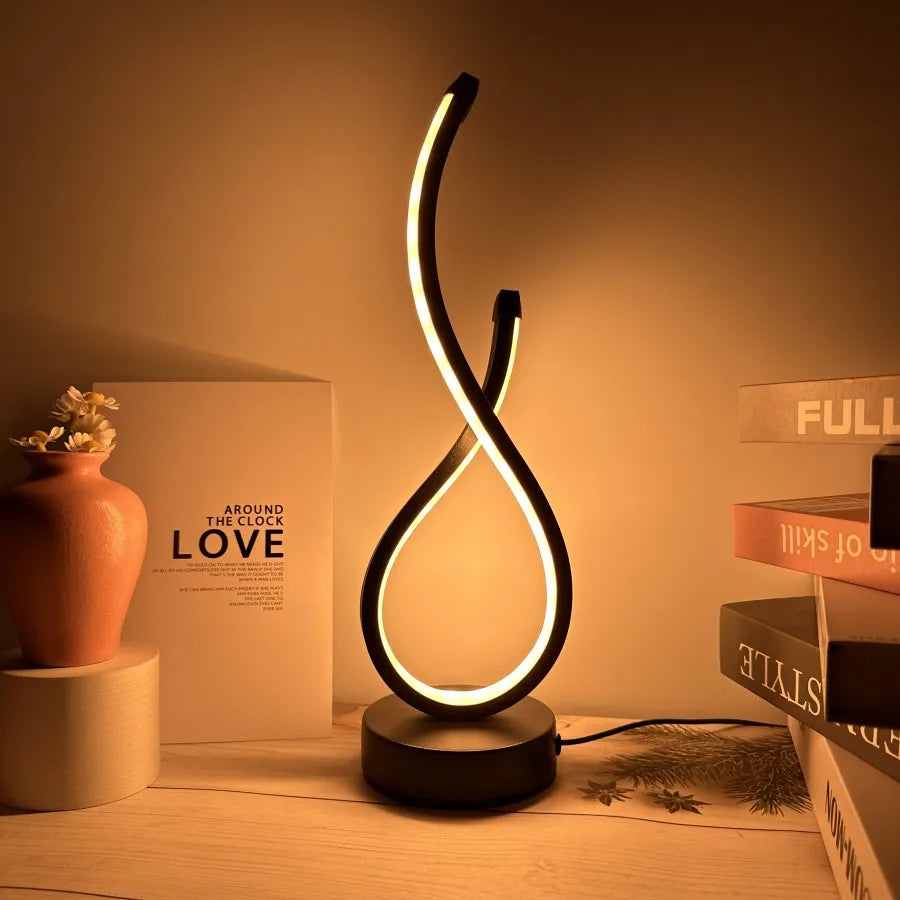 Modern Spiral LED Table Lamp – 3 Color Dimmable Night Light for Bedroom & Office