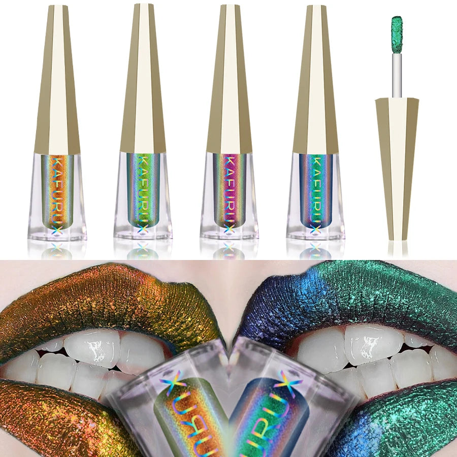 Pigments changeants chromés caméléon liquide rouge à lèvres ou fard à paupières brillant longue durée Multichrome haute qualité brillant à lèvres maquillage des lèvres