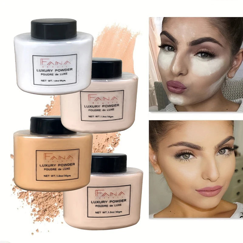Poudre libre de luxe pour visage – 4 couleurs, effet mat, contrôle de l’huile, fond de teint, beauté et maquillage