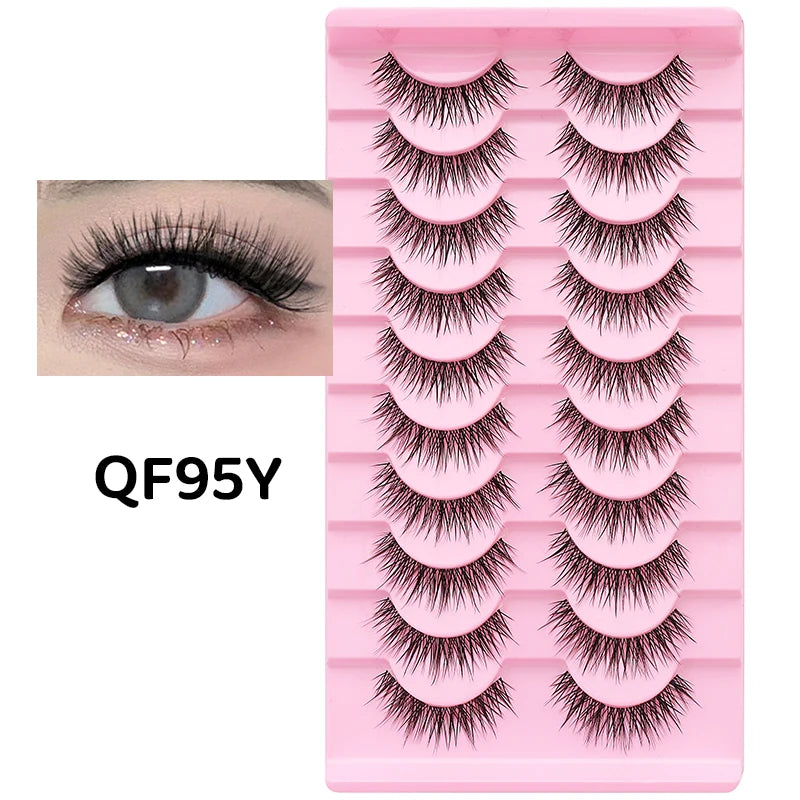 10 paires de cils naturels – Cils manga en bande complète, maquillage – Vente en gros, dropshipping, extensions de cils, faux cils style anime