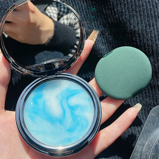 Poudre Compacte Blue Sky – Contrôle du Sébum, Finition Mate, Correcteur, Gel Waterproof, Fond de Teint Visage, Utilisation Humide ou Sèche, Cosmétique