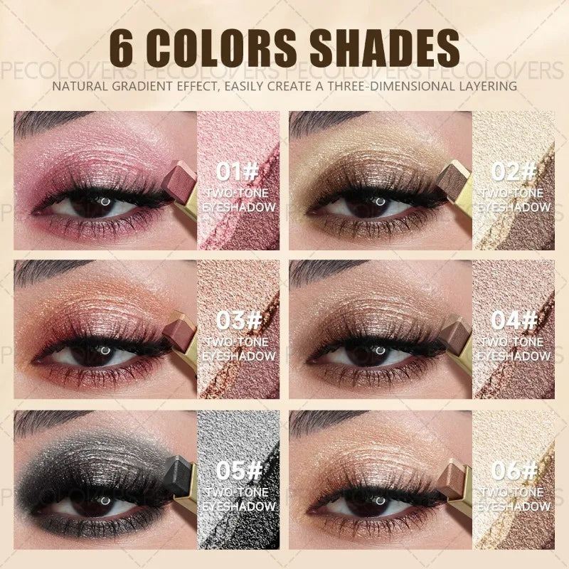 Crayon fard à paupières bicolore push-pull, plusieurs couleurs, application en un geste, waterproof et résistant à la transpiration