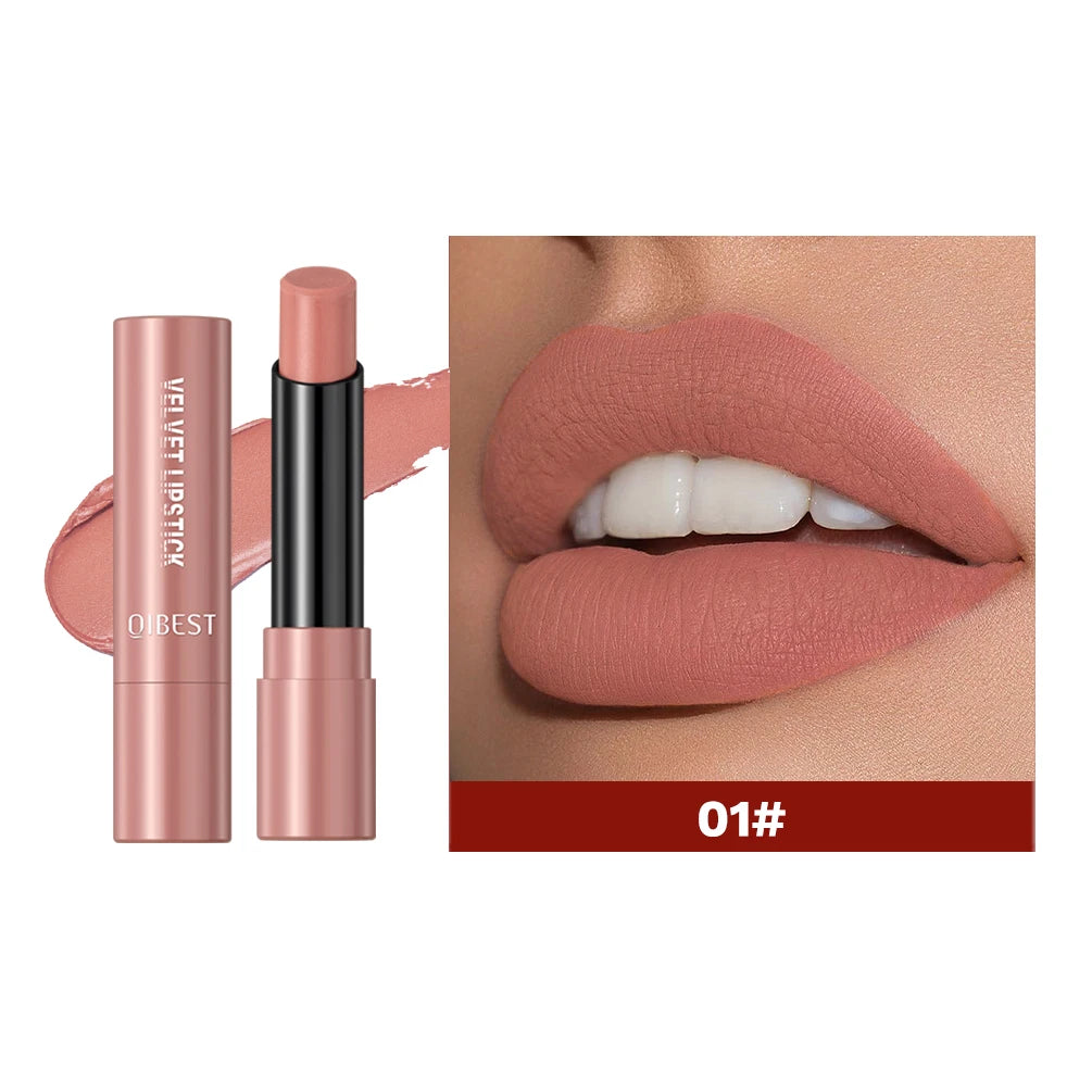 Rouge à Lèvres Nude Mat – Gloss, Haute Pigmentation, Classique et Sexy, Anti-Transfert, Longue Tenue, Teinte Rouge, Cosmétiques