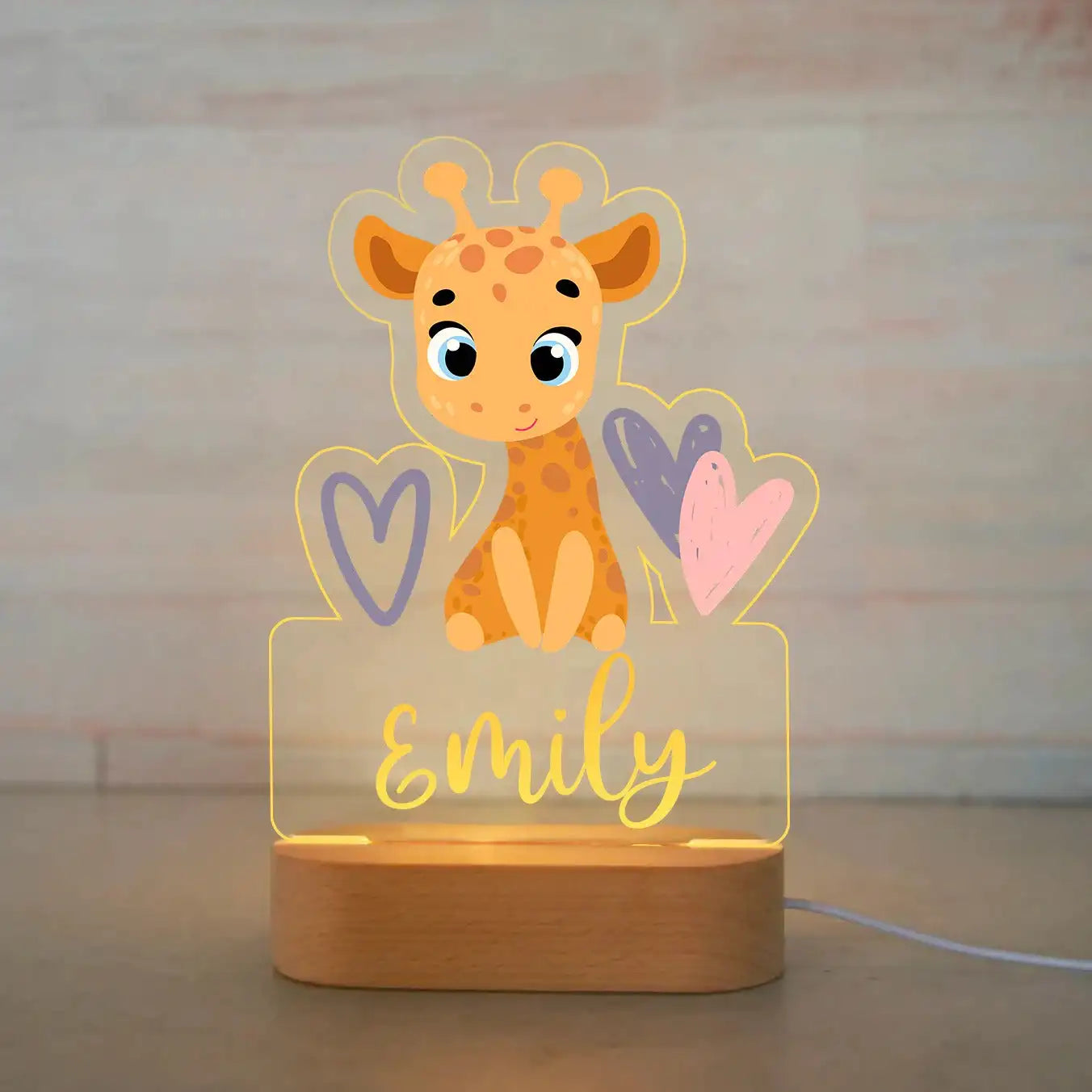 Personalized Animal Night Light with Custom Name – Acrylic LED Lamp for Kids' Bedrooms