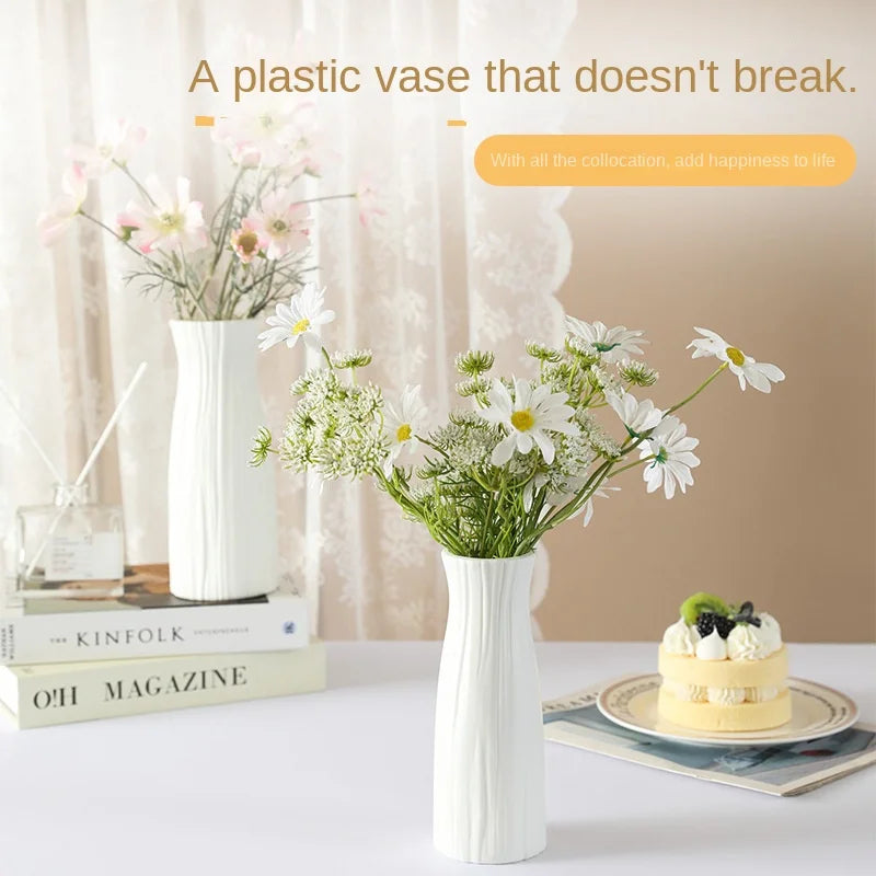 Modern Silver Plastic Vase – Elegant Decorative Flower Vase for Home & Office