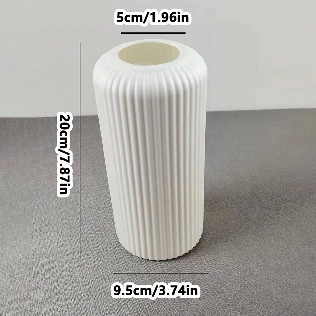 Striped Decorative Vase – Ceramic-Look Flower Vase for Modern Home Decor