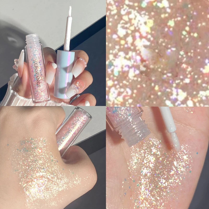 Fard à paupières liquide nacré, film fin et brillant, haute brillance, soyeux, illuminateur yeux