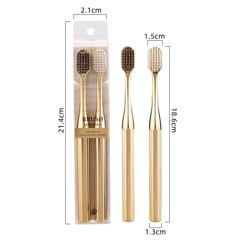 2-Pack Luxury Soft Bristle Toothbrush Set – Roman Column Handle Design
