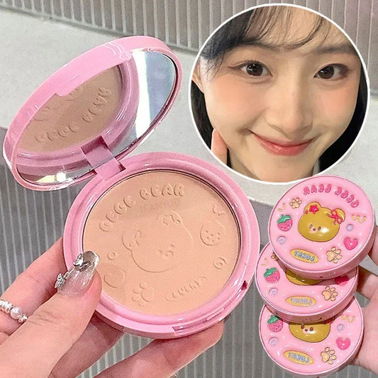 Poudre compacte embossée mate naturelle — poudre correctrice pour le visage, contrôle du sébum, poudre fixante translucide, maquillage professionnel