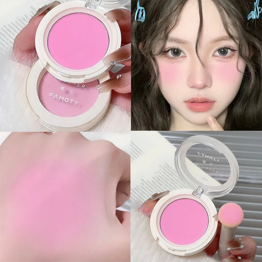 Palette de blush monochrome lait-pêche – Pigments minéraux pour le visage, poudre blush pour joues – Maquillage professionnel, contouring et blush rose