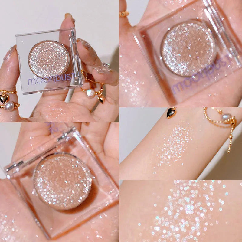 Ombre à paupières mono-couleur nacrée aux tons terreux, longue tenue, waterproof, pailletée, pour les yeux, poudre pressée, maquillage cosmétique