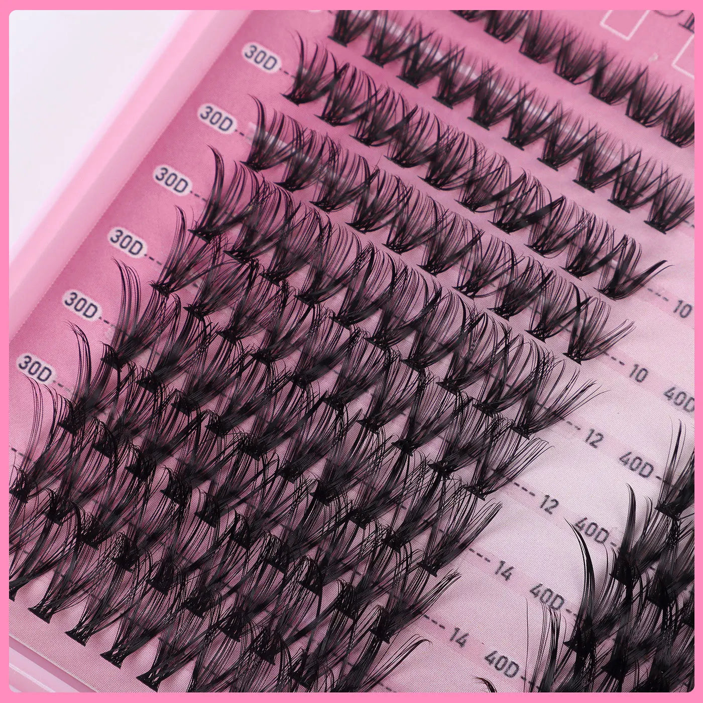 600 pcs Extensions de cils individuels – Grappes épaisses et volumineuses, 30D/100D, longueurs mixtes, DIY – Cils faciles à appliquer et à retirer